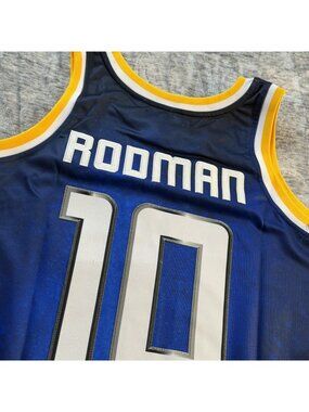 Headgear Classics Dennis Rodman #10 Alternate Blue High School Basketball Jersey